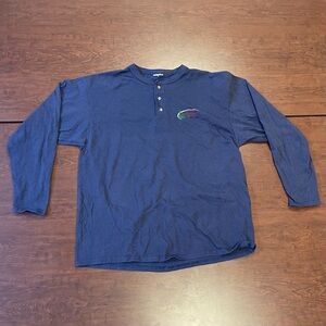 Vintage Stitched Long Sleeve Quarter Button “Woodland Beach” - Men’s Large